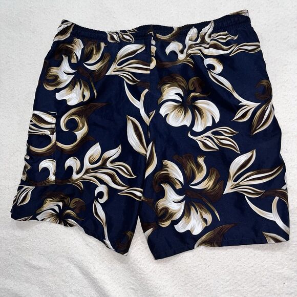 Speedo Swim Trunks Men Size M Blue Floral Lined Draw String Swim Shorts - Picture 3 of 5